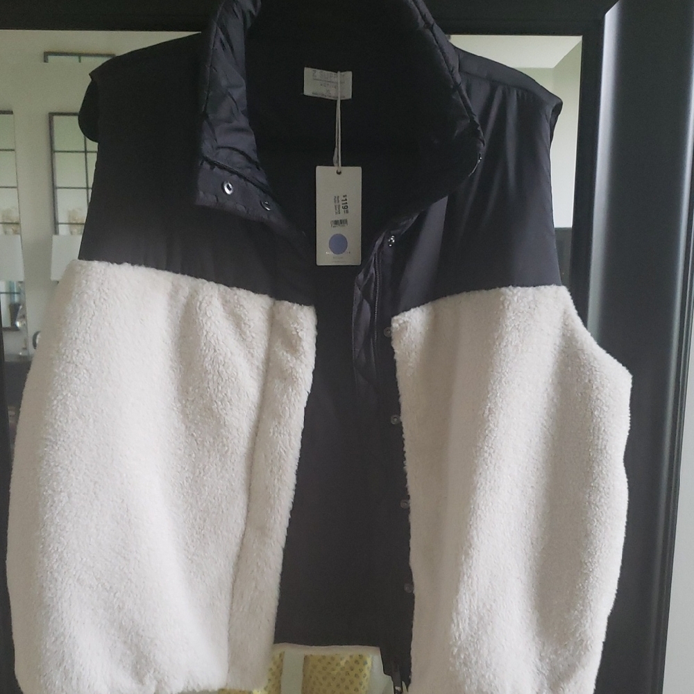 Black and White Sherpa Vest
